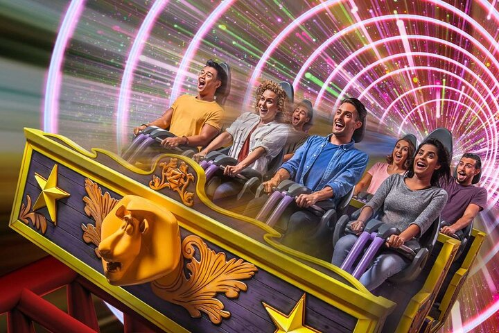 Experience excitement as you zoom through dazzling lights on exhilarating roller coasters. Discover unforgettable moments with family and friends at Dubai's top theme parks creating lasting memories together.